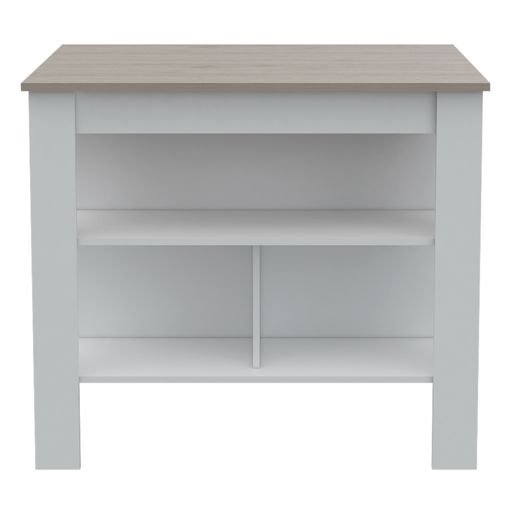 Roblar 8 Shelf 2 Door 2 Piece Kitchen Set, Kitchen Island And Pantry Cabinet White And Light Gray White Mdf