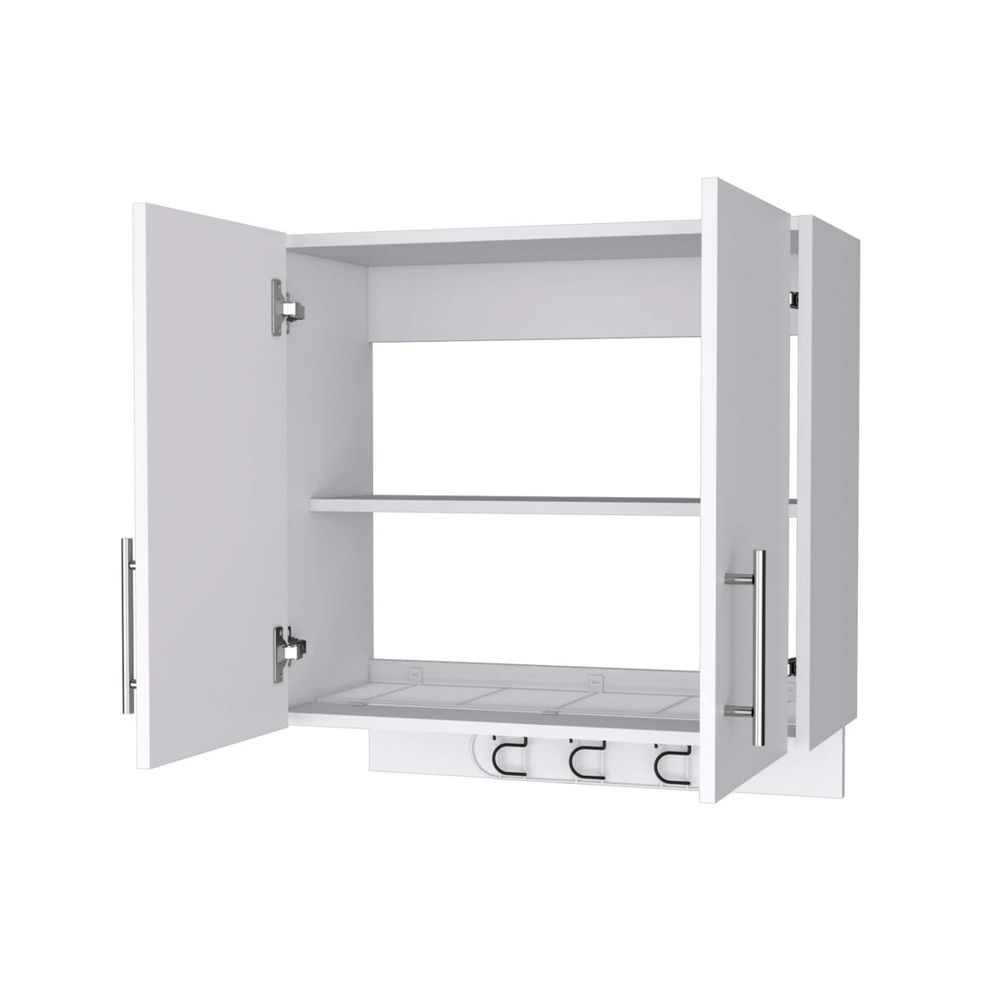 Carmelita 2 Door 2 Shelf Wall Storage Cabinet With Hangers White White Mdf