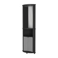 Kempwell 2 Door 2 Shelf Corner Bar Cabinet With Glass Rack Black Black Mdf