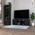 Capistrano 7 Shelf 4 Door 2 Piece Living Room Set, Tv Stand And Bar Cabinet Black And Espresso Black Mdf