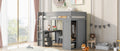 Wood Full Size Loft Bed With Wardrobes And 2 Drawer Desk With Cabinet, Gray Gray Solid Wood Mdf