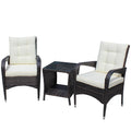 Outdoor Patio Furniture Sets 3 Piece Conversation Set Wicker Ratten Sectional Sofa With Seat Cushions Beige Cushion Brown Rattan