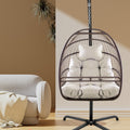 Arrived At Port On Apr. 2 Swing Egg Chair With Stand Indoor Outdoor Wicker Rattan Patio Basket Hanging Chair With C Type Bracketwith Cushion And Pillow,Patio Wicker Folding Hanging Chair Brown Metal