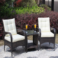 Outdoor Patio Furniture Sets 3 Piece Conversation Set Wicker Ratten Sectional Sofa With Seat Cushions Beige Cushion Brown Rattan