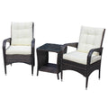 Outdoor Patio Furniture Sets 3 Piece Conversation Set Wicker Ratten Sectional Sofa With Seat Cushions Beige Cushion Brown Rattan