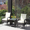 Outdoor Patio Furniture Sets 3 Piece Conversation Set Wicker Ratten Sectional Sofa With Seat Cushions Beige Cushion Brown Rattan