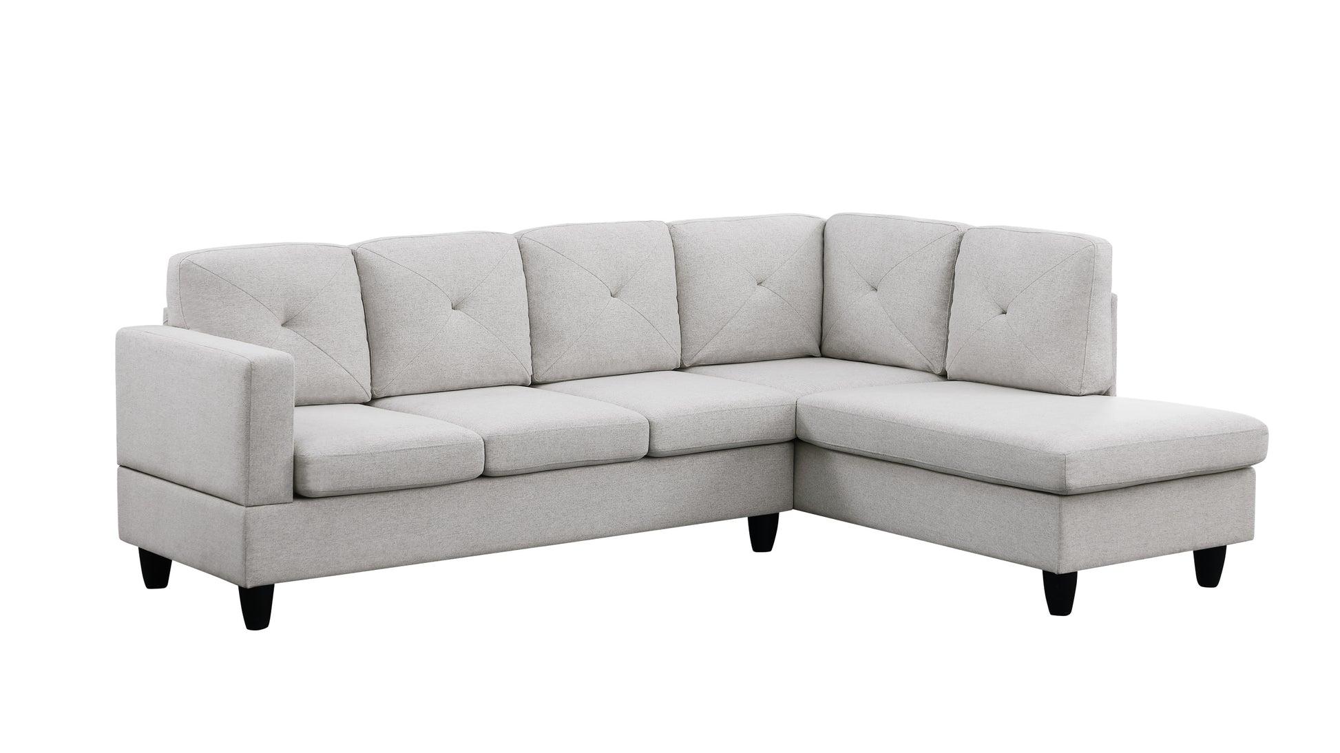 Santiago 96" Light Gray Linen Sectional Sofa With Right Facing Chaise Light Gray Linen