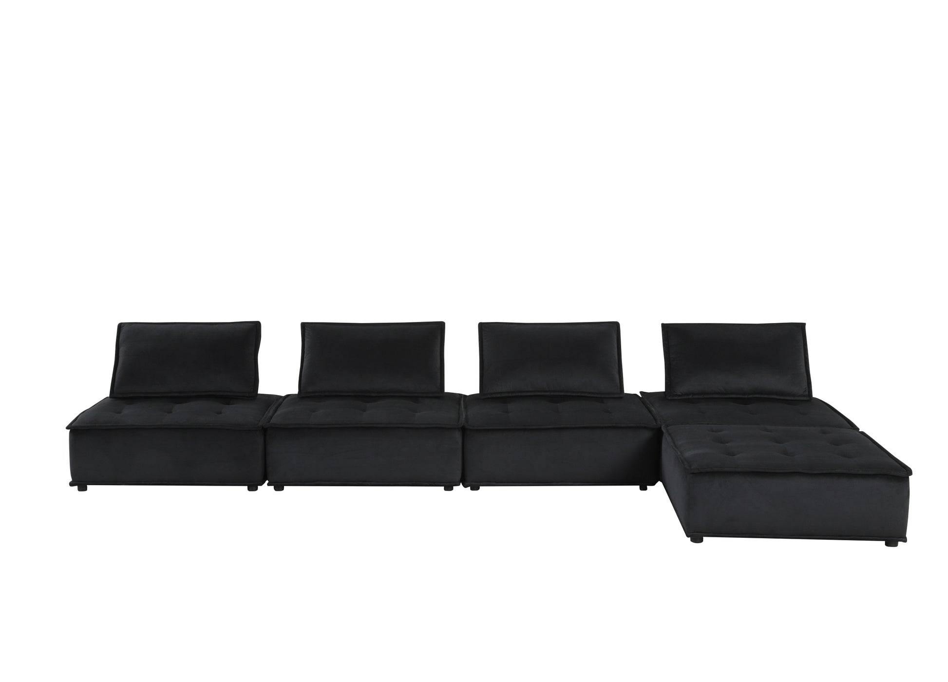 Anna 120" Black Velvet 5 Pc Sofa And Loveseat Black Velvet