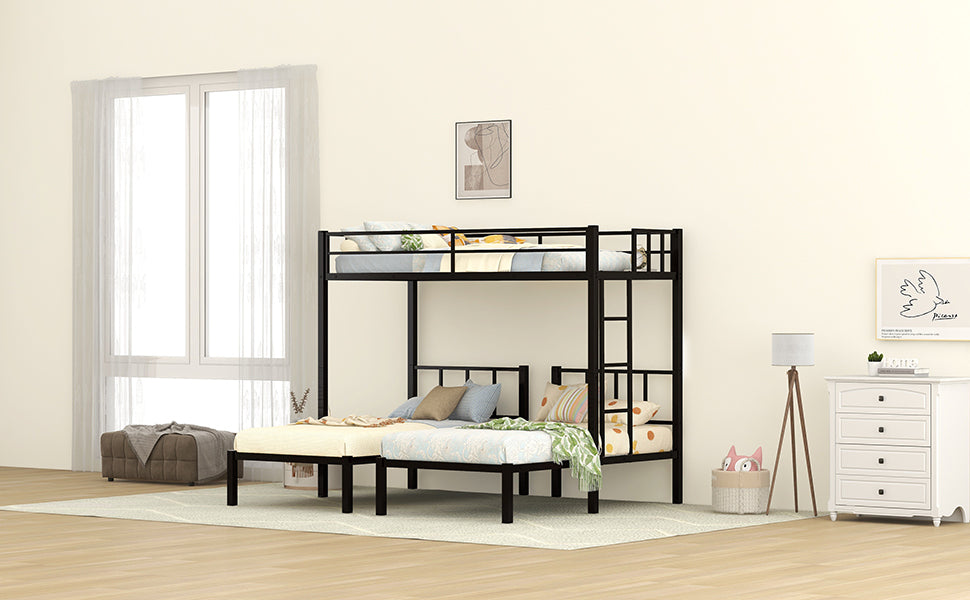 Twin Over Twin & Twin Bunk Beds For 3, Twin Xl Over Twin & Twin Bunk Bed Metal Triple Bunk Bed, Black Pre Sale Date: June 10Th Black Metal