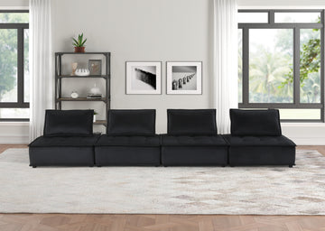 Anna 160" Black Velvet 4 Seater Modular Sofa Black Velvet