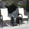 Outdoor Patio Furniture Sets 3 Piece Conversation Set Wicker Ratten Sectional Sofa With Seat Cushions Beige Cushion Brown Rattan