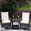 Outdoor Patio Furniture Sets 3 Piece Conversation Set Wicker Ratten Sectional Sofa With Seat Cushions Beige Cushion Brown Rattan