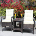 Outdoor Patio Furniture Sets 3 Piece Conversation Set Wicker Ratten Sectional Sofa With Seat Cushions Beige Cushion Brown Rattan