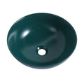 Ceramic Countertop Art Wash Basin, Vessel Sink Matt Green Black Green Ceramic