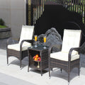 Outdoor Patio Furniture Sets 3 Piece Conversation Set Wicker Ratten Sectional Sofa With Seat Cushions Beige Cushion Brown Rattan