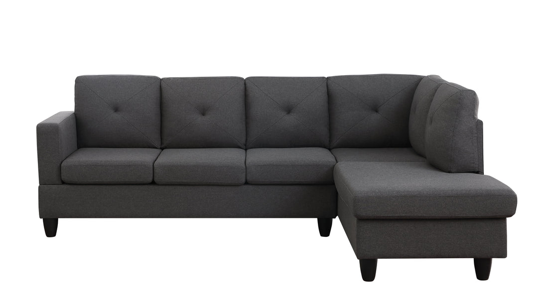 Santiago 96" Dark Gray Linen Sectional Sofa With Right Facing Chaise Gray Fabric