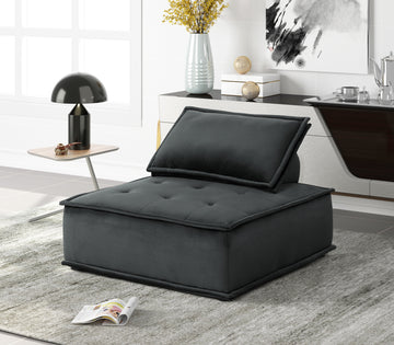 Anna 40" Black Velvet Armless Lounge Chair Black Velvet