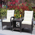 Outdoor Patio Furniture Sets 3 Piece Conversation Set Wicker Ratten Sectional Sofa With Seat Cushions Beige Cushion Brown Rattan