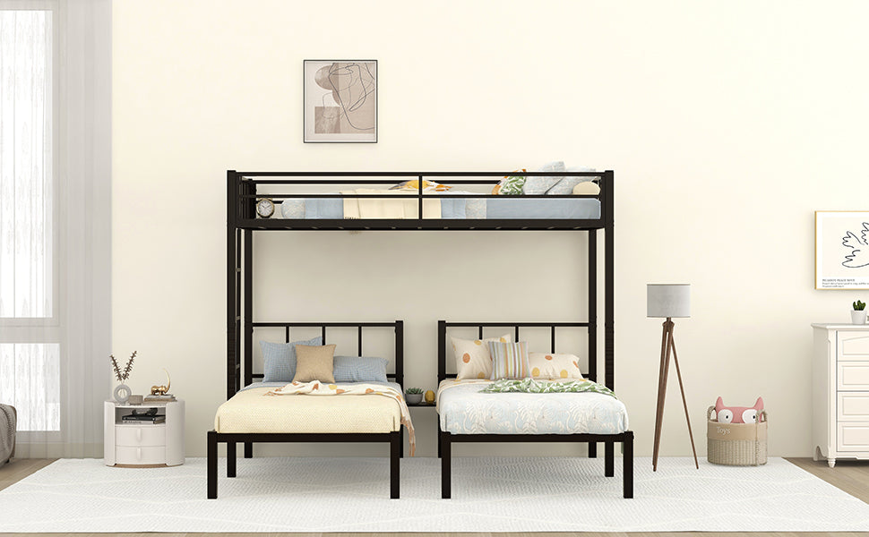 Twin Over Twin & Twin Bunk Beds For 3, Twin Xl Over Twin & Twin Bunk Bed Metal Triple Bunk Bed, Black Pre Sale Date: June 10Th Black Metal