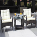 Outdoor Patio Furniture Sets 3 Piece Conversation Set Wicker Ratten Sectional Sofa With Seat Cushions Beige Cushion Brown Rattan