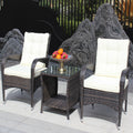 Outdoor Patio Furniture Sets 3 Piece Conversation Set Wicker Ratten Sectional Sofa With Seat Cushions Beige Cushion Brown Rattan