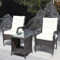 Outdoor Patio Furniture Sets 3 Piece Conversation Set Wicker Ratten Sectional Sofa With Seat Cushions Beige Cushion Brown Rattan