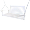 Front Porch Swing With Armrests, Wood Bench Swing With Hanging Chains,For Outdoor Patio ,Garden Yard, Porch, Backyard, Or Sunroom,Easy To Assemble,White White Solid Wood