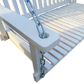 Front Porch Swing With Armrests, Wood Bench Swing With Hanging Chains,For Outdoor Patio ,Garden Yard, Porch, Backyard, Or Sunroom,Easy To Assemble,White White Solid Wood