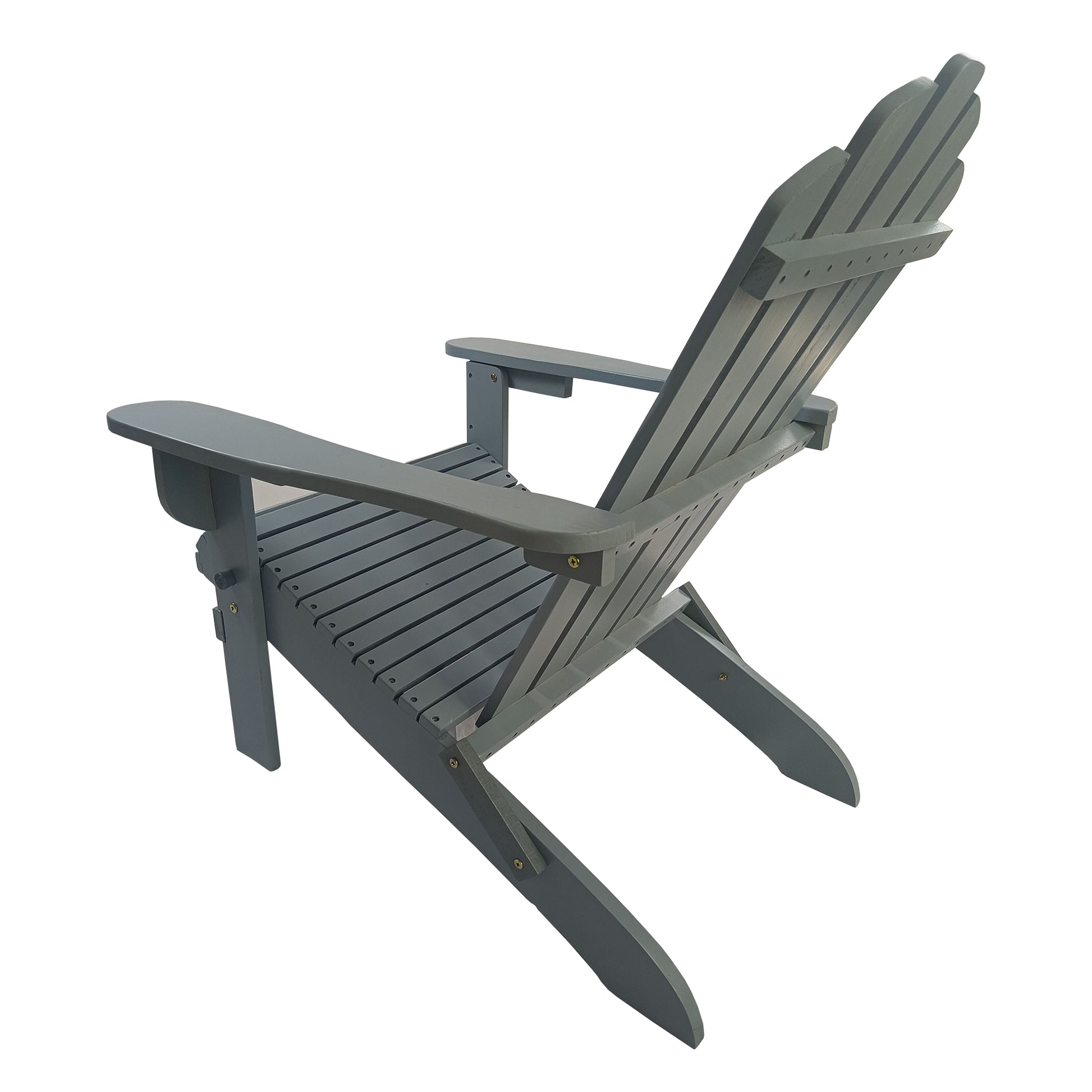 Outdoor Or Indoor Wood Adirondack Chair, Foldable, Grey Grey Solid Wood