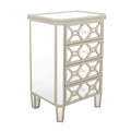 Elegant Mirrored 4 Drawer Chest With Golden Lines Storage Cabinet For Living Room, Hallway, Entryway Silver Glass