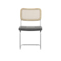 Set Of 4, Leather Dining Chair With High Density Sponge, Rattan Chair For Dining Room, Living Room, Bedroom, Gray Gray Pu