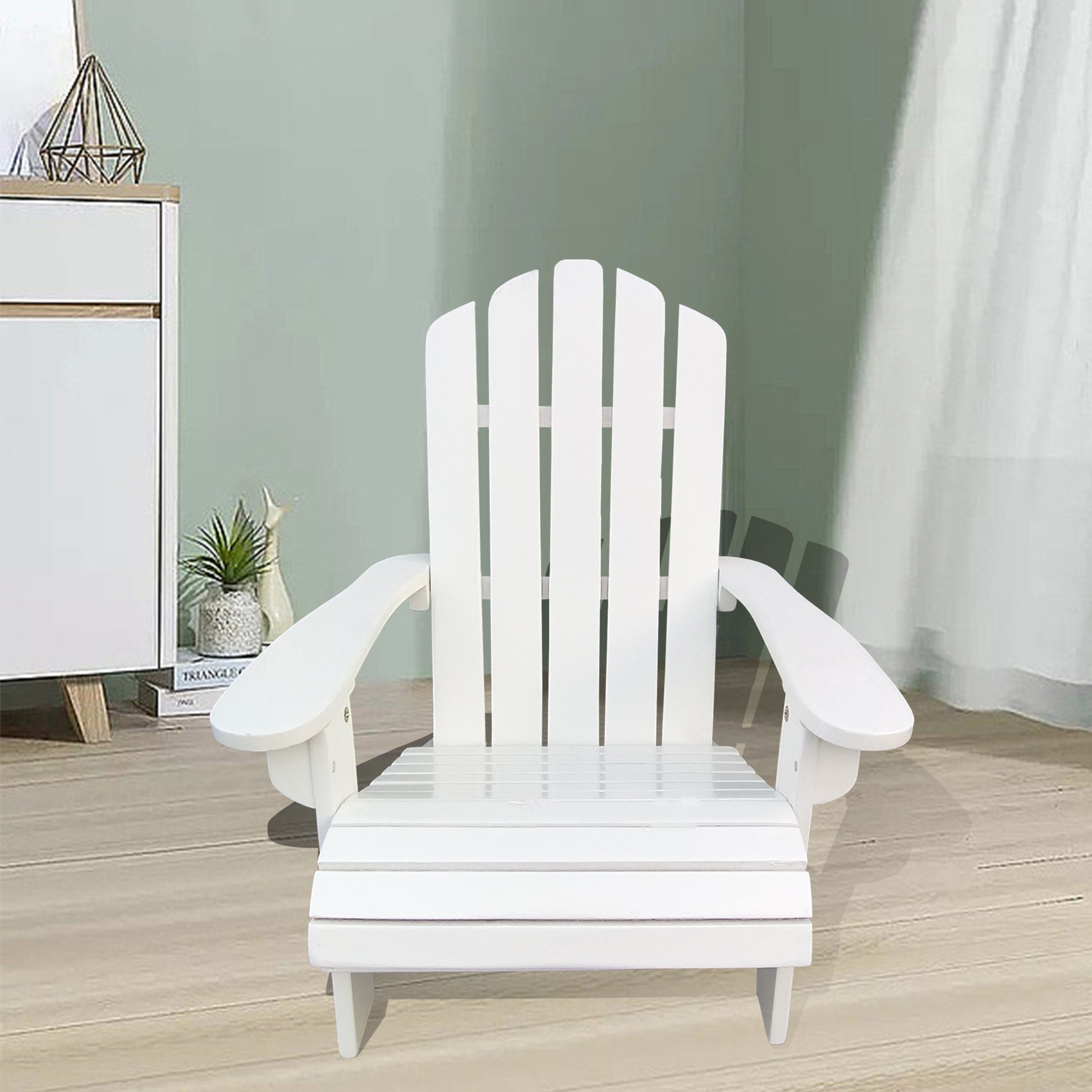 Outdoor Or Indoor Wood Children Adirondack Chair,White White Solid Wood