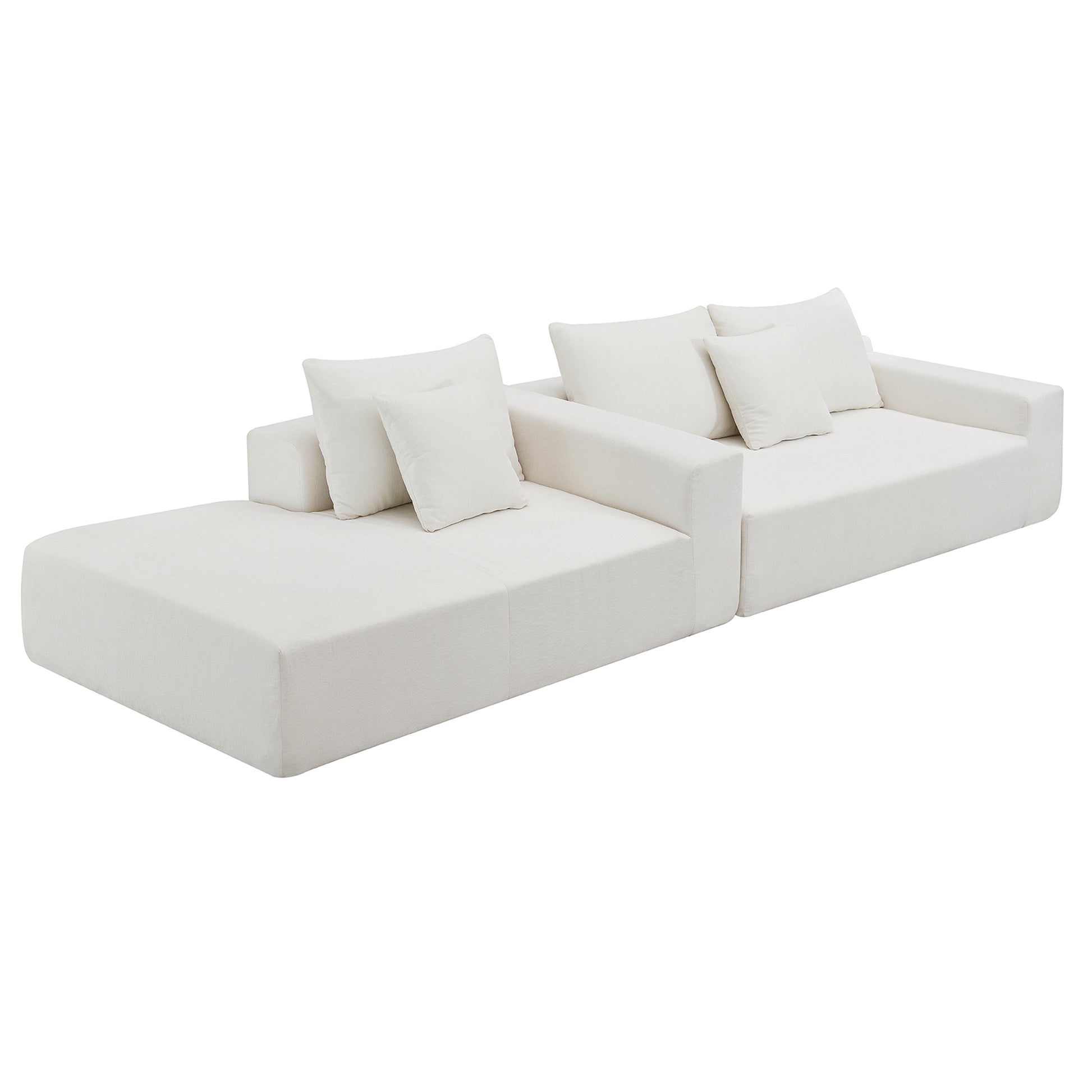 109*68" Modular Sectional Living Room Sofa Set, Modern Minimalist Style Couch, Upholstered Sleeper Sofa For Living Room, Bedroom, Salon, 2 Pc Free Combination, L Shape, Cream Cream Foam Chenille 4 Seat