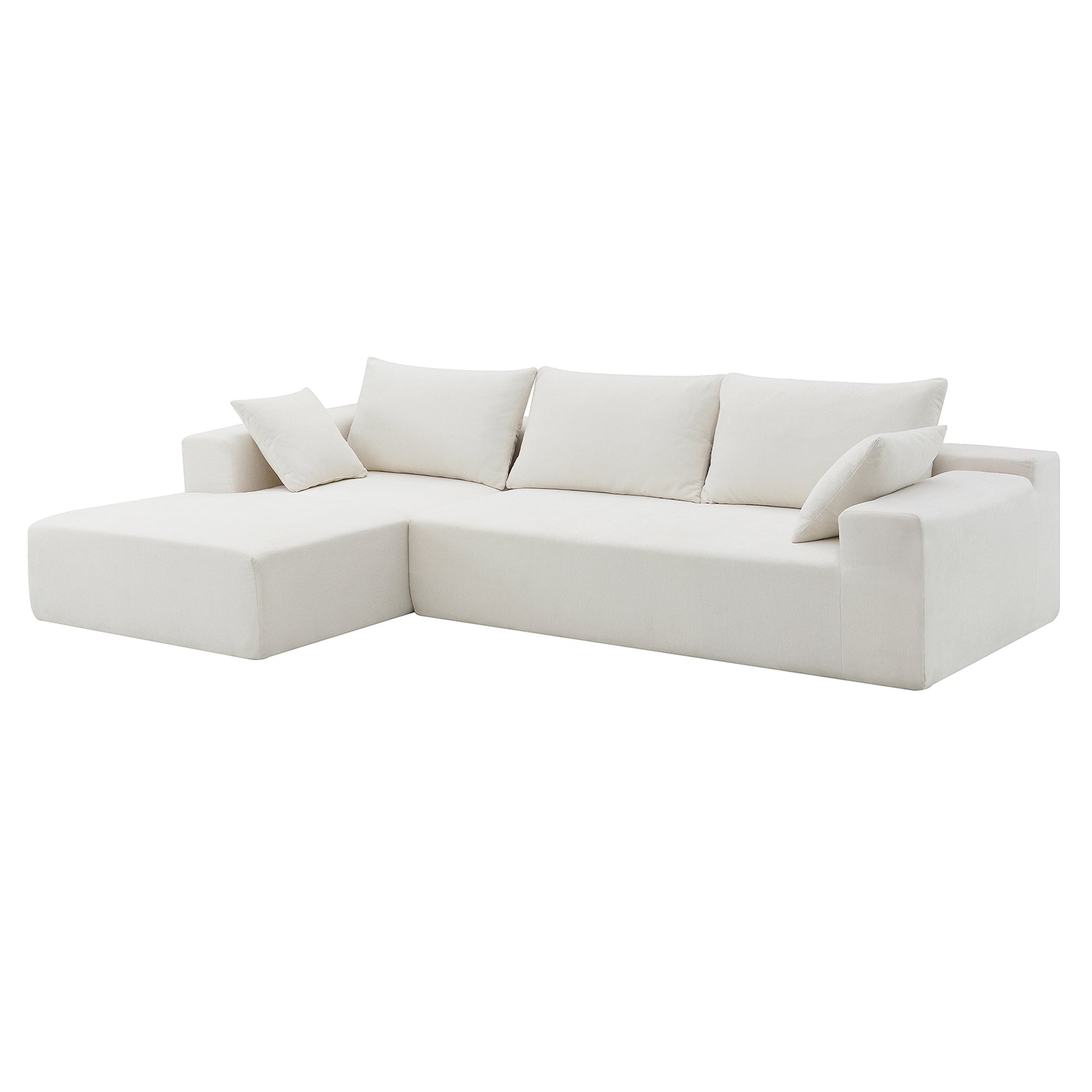 109*68" Modular Sectional Living Room Sofa Set, Modern Minimalist Style Couch, Upholstered Sleeper Sofa For Living Room, Bedroom, Salon, 2 Pc Free Combination, L Shape, Cream Cream Foam Chenille 4 Seat