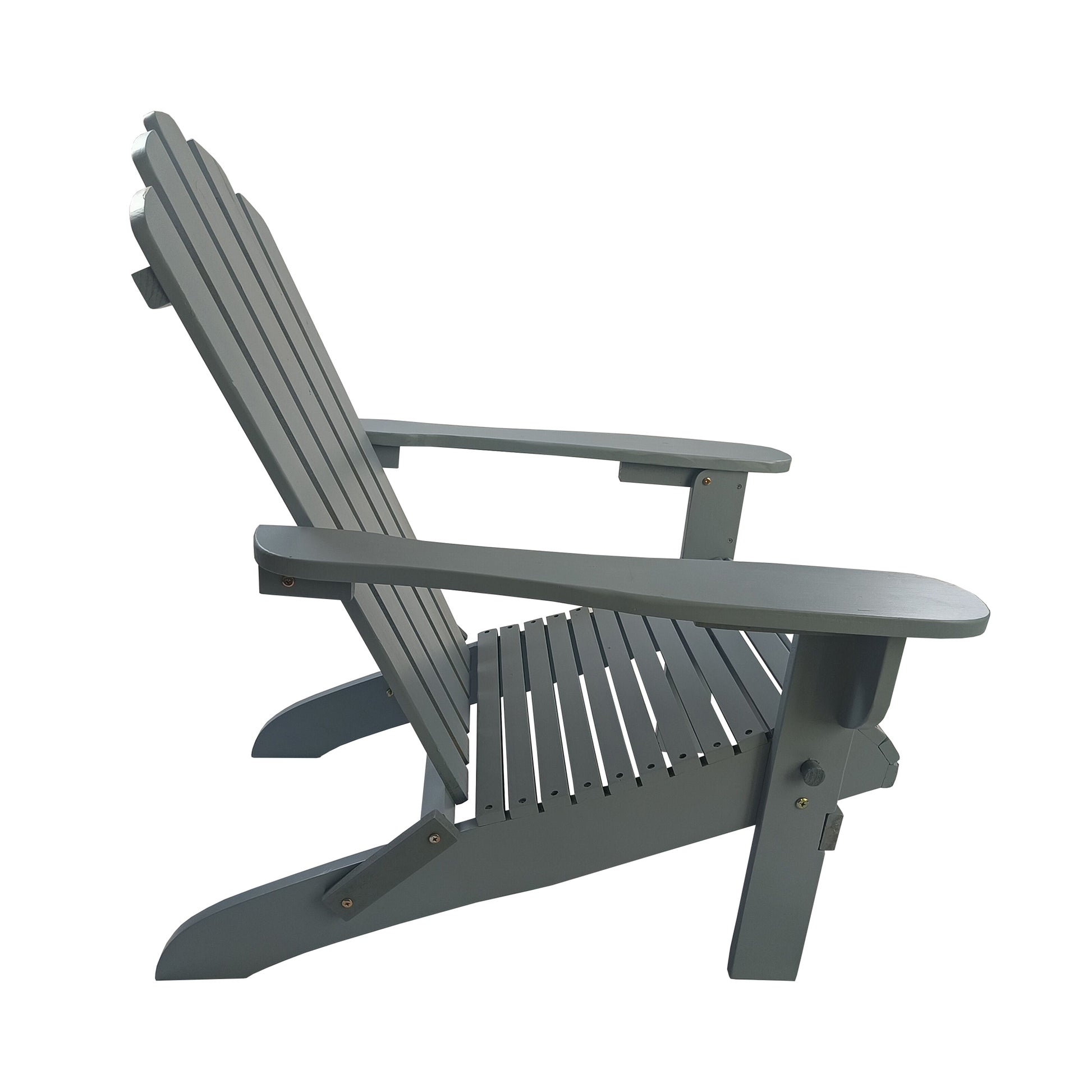 Outdoor Or Indoor Wood Adirondack Chair, Foldable, Grey Grey Solid Wood