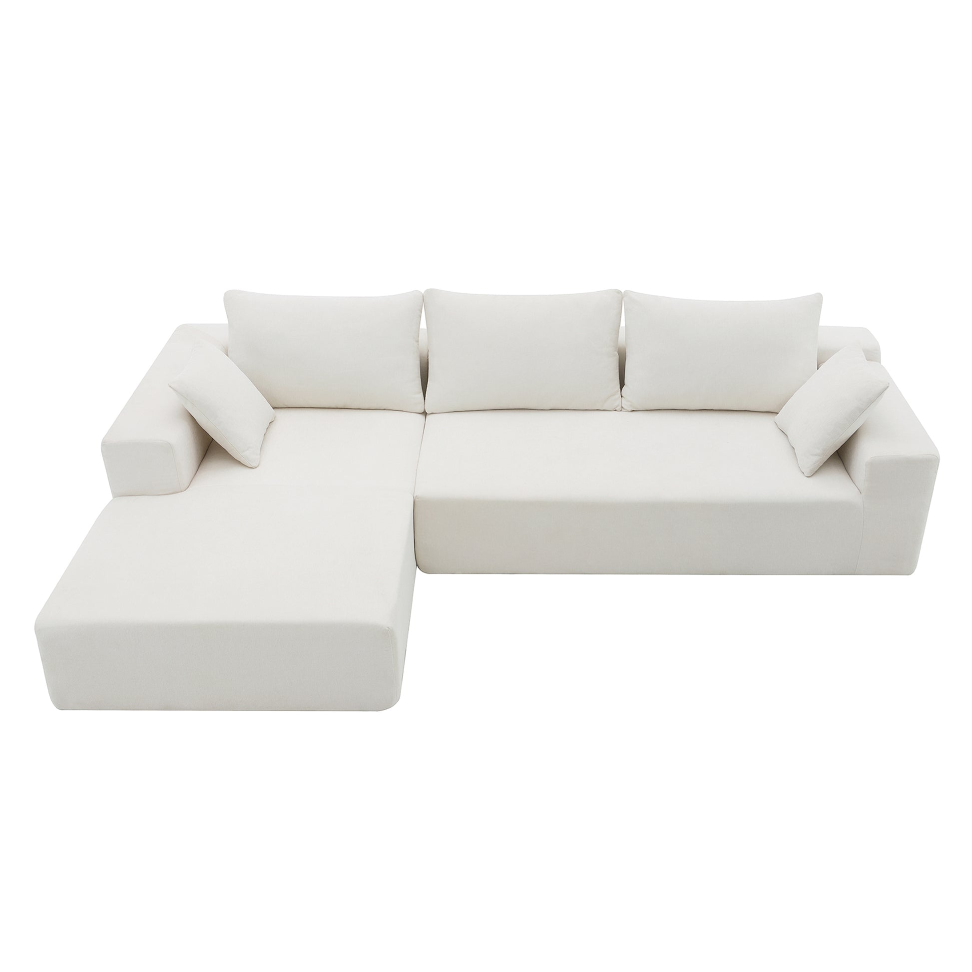 109*68" Modular Sectional Living Room Sofa Set, Modern Minimalist Style Couch, Upholstered Sleeper Sofa For Living Room, Bedroom, Salon, 2 Pc Free Combination, L Shape, Cream Cream Foam Chenille 4 Seat