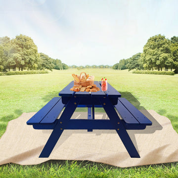 Children'S Dining Tables And Chairs Blue Solid Wood