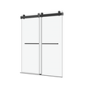 56 To 60 In. W X 76 In. H Double Sliding Frameless Soft Close Shower Door With Premium 3 8 Inch 10Mm Thick Tampered Glass And Easy Cleaning Coating, Stainless Steel In Matte Black 22D02 60Mb Matte Black Stainless Steel