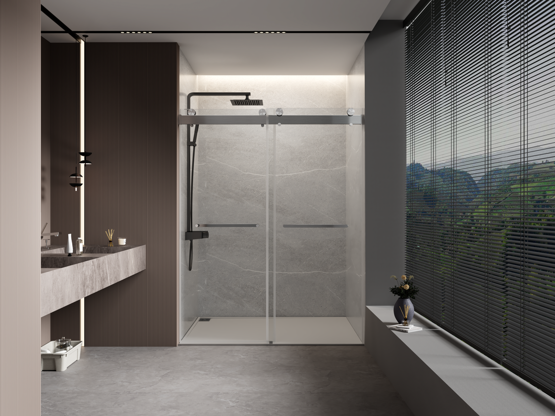 56 To 60 In. W X 76 In. H Double Sliding Frameless Soft Close Shower Door With Premium 3 8 Inch 10Mm Thick Tampered Glass And Easy Cleaning Coating In Brushed Nickel 23D02 60Bn Brushed Nickel Stainless Steel Tempered Glass Sheet Metal Plastic