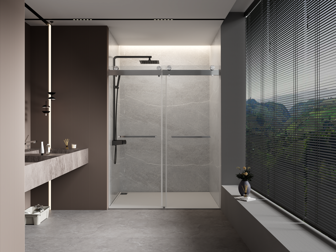 56 To 60 In. W X 76 In. H Double Sliding Frameless Soft Close Shower Door With Premium 3 8 Inch 10Mm Thick Tampered Glass And Easy Cleaning Coating, Brushed Nickel 22D02 60Bn Brushed Nickel Stainless Steel