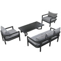 Multi Person Outdoor Steel Sofa Set, Waterproof, Anti Rust And Anti Uv, Suitable For Gardens And Lawns Light Gray Steel