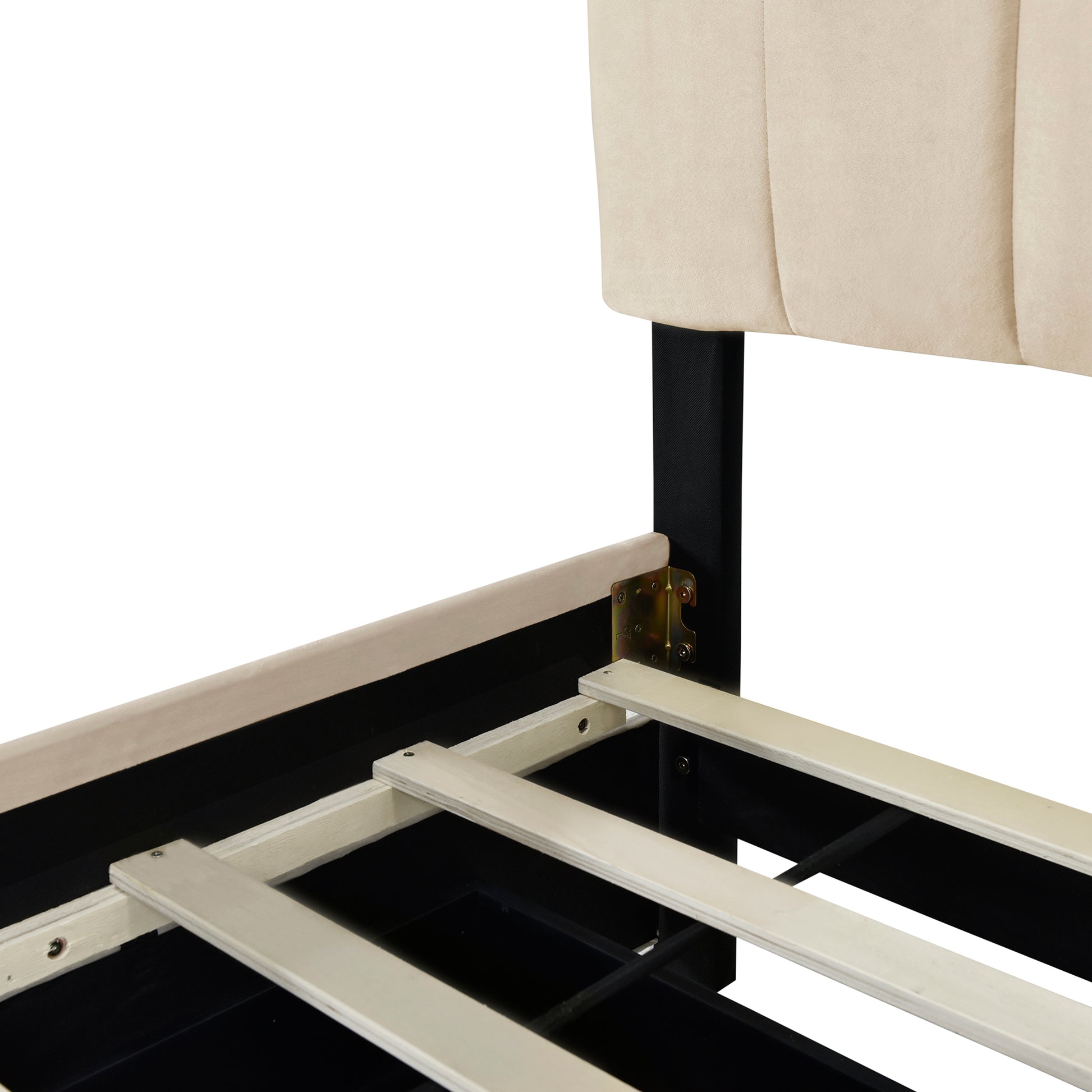 Queen Size Velvet Upholstered Platform Bed With 2 Drawers And 1 Twin Xl Trundle Beige Beige Upholstered