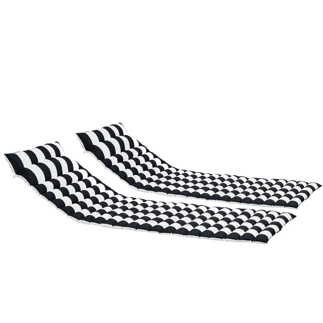 2Pcs Set Outdoor Lounge Chair Cushion Replacement Patio Funiture Seat Cushion Chaise Lounge Cushion Black White Black White Polyester