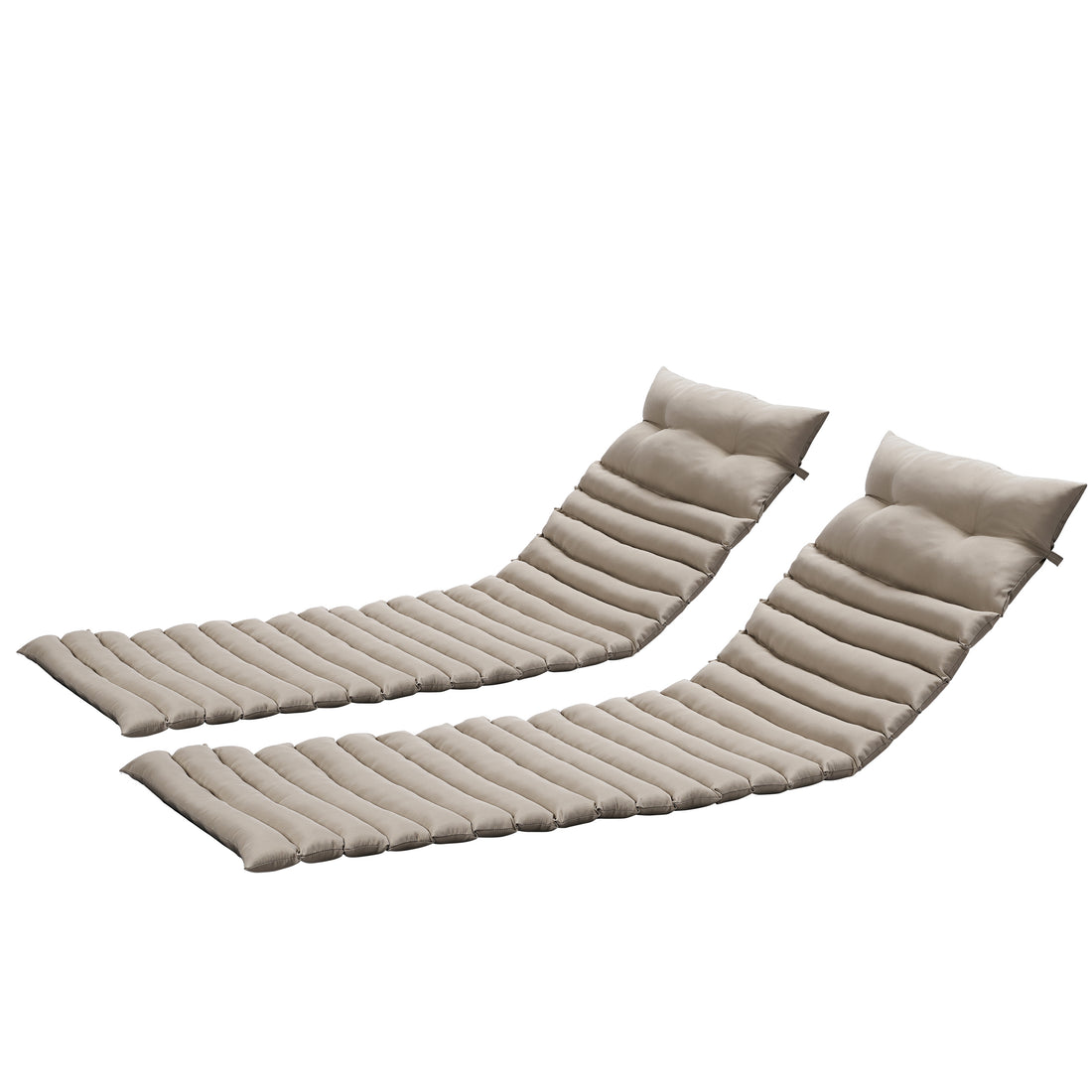 2Pcs Set Outdoor Lounge Chair Cushion Replacement Patio Funiture Seat Cushion Chaise Lounge Cushion Khaki Khaki Polyester