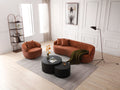 360 Swivel Mid Century Modern Curved Sofa, 1 Seat Cloud Couch Boucle Sofa Fabric Couch, Orange Orange Upholstered