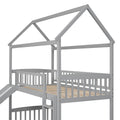 Twin Over Twin Bunk Bed With Slide, House Bed With Slide, Gray Old Sku: Lt000213Aae Gray Solid Wood