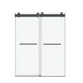 56 To 60 In. W X 76 In. H Double Sliding Frameless Soft Close Shower Door With Premium 3 8 Inch 10Mm Thick Tampered Glass And Easy Cleaning Coating, Stainless Steel In Matte Black 22D02 60Mb Matte Black Stainless Steel