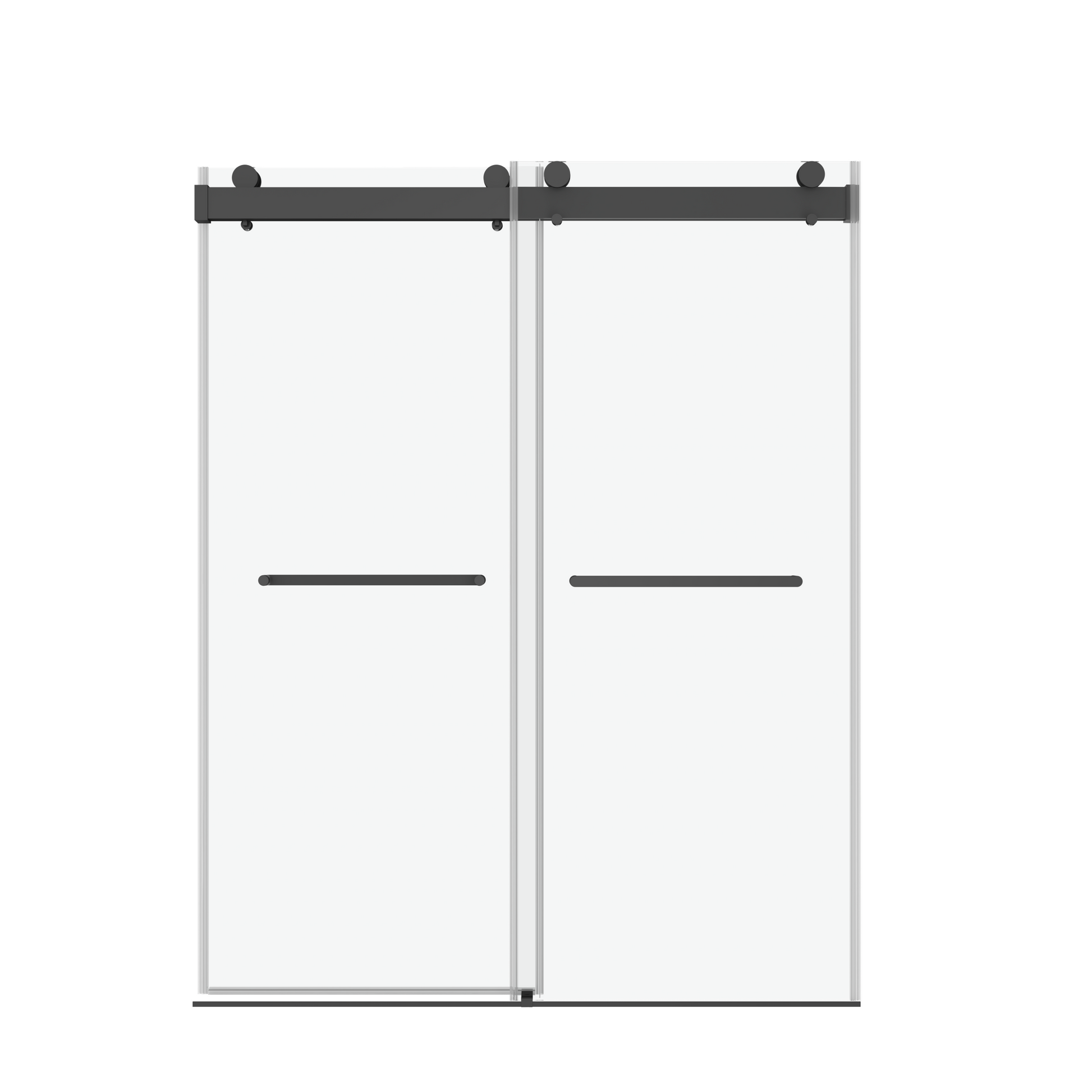 56 To 60 In. W X 76 In. H Double Sliding Frameless Soft Close Shower Door With Premium 3 8 Inch 10Mm Thick Tampered Glass And Easy Cleaning Coating, Stainless Steel In Matte Black 22D02 60Mb Matte Black Stainless Steel