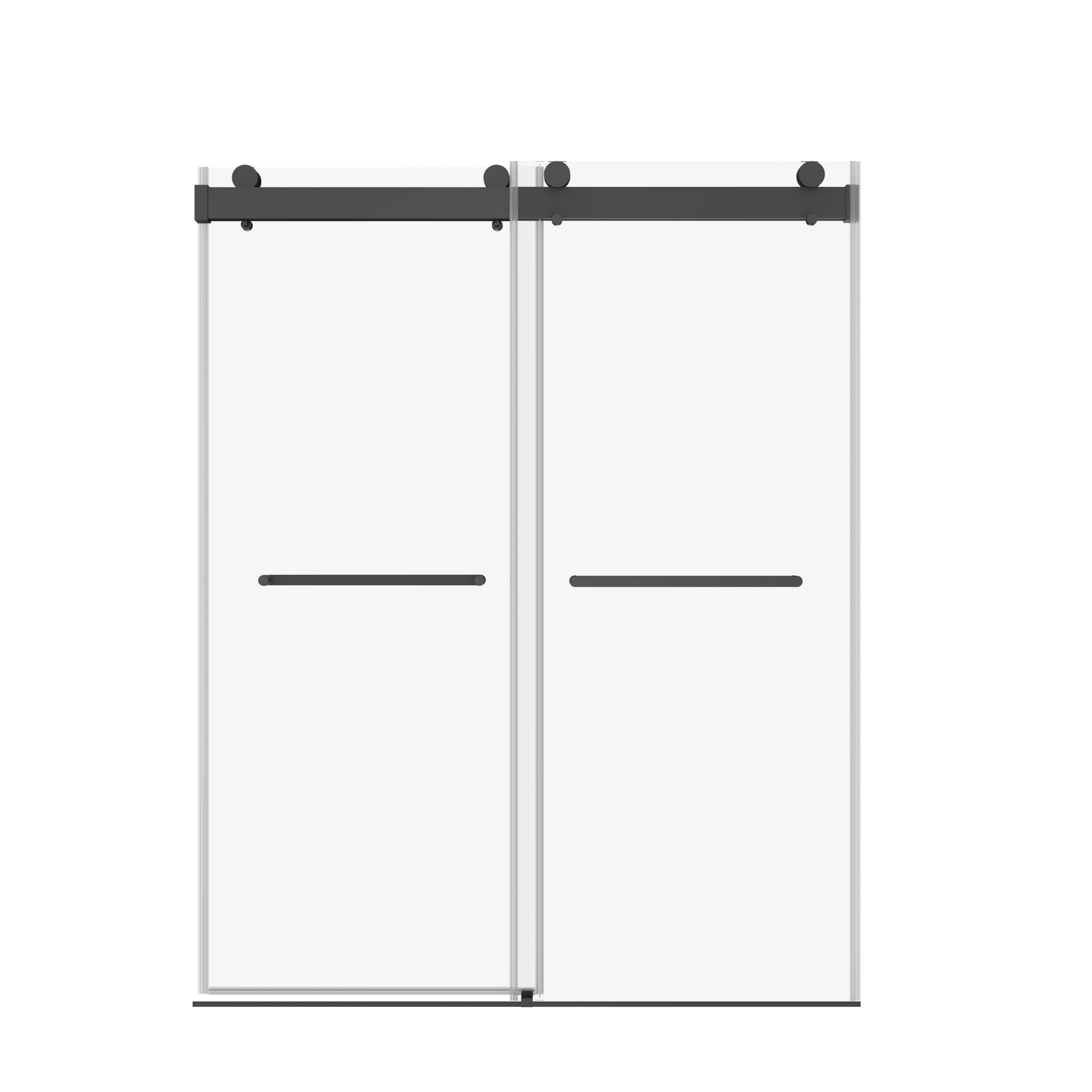 56 To 60 In. W X 76 In. H Double Sliding Frameless Soft Close Shower Door With Premium 3 8 Inch 10Mm Thick Tampered Glass And Easy Cleaning Coating In Matte Black 23D02 60Mb Matte Black Stainless Steel Tempered Glass Sheet Metal Plastic