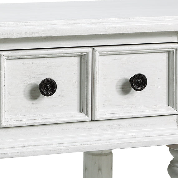 Retro Console Table Entryway Table 58" Long Sofa Table With 2 Drawers In Same Size And Bottom Shelf For Storage Antique White Antique White Solid Wood